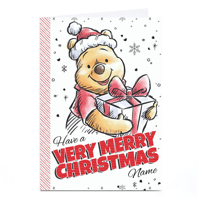 Personalised Winnie The Pooh Christmas Card - Very Merry, Any Name