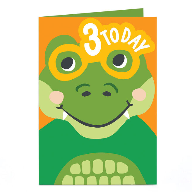 3rd Birthday Card - Crocodile in Glasses