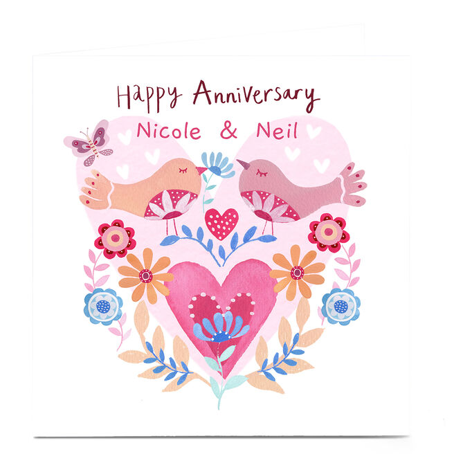 Personalised Lindsay Loves To Draw Anniversary Card - Hearts