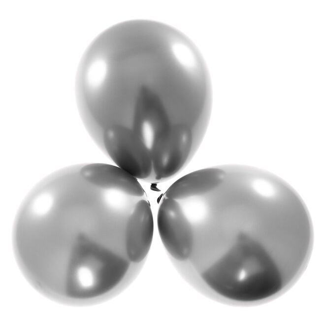 Silver Satin Latex Balloons - Pack Of 6