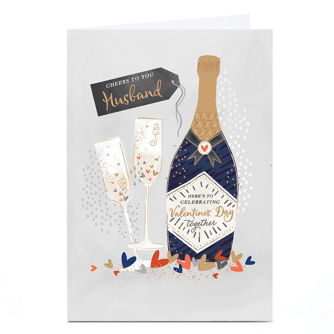 Personalised Valentine's Day Card - Champagne for Two, Husband