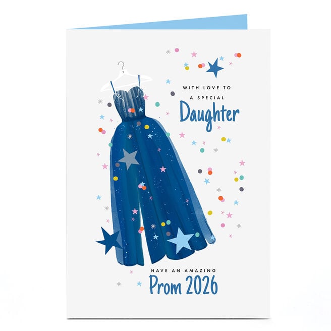 Personalised Prom Card - Blue Prom Dress, Daughter