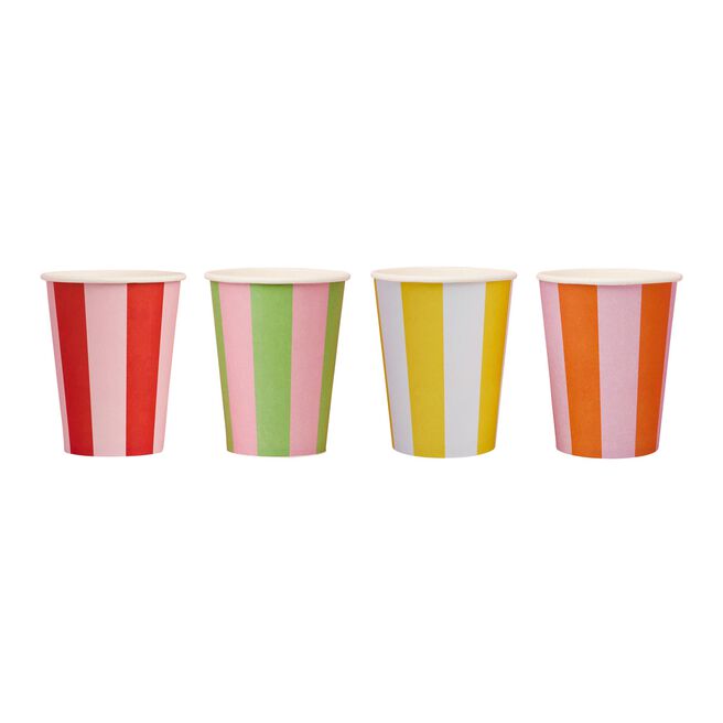 Bright Banquet Striped Paper Cups - Pack of 8