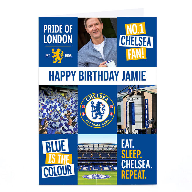 Photo Football Birthday Card - Blue Is The Colour