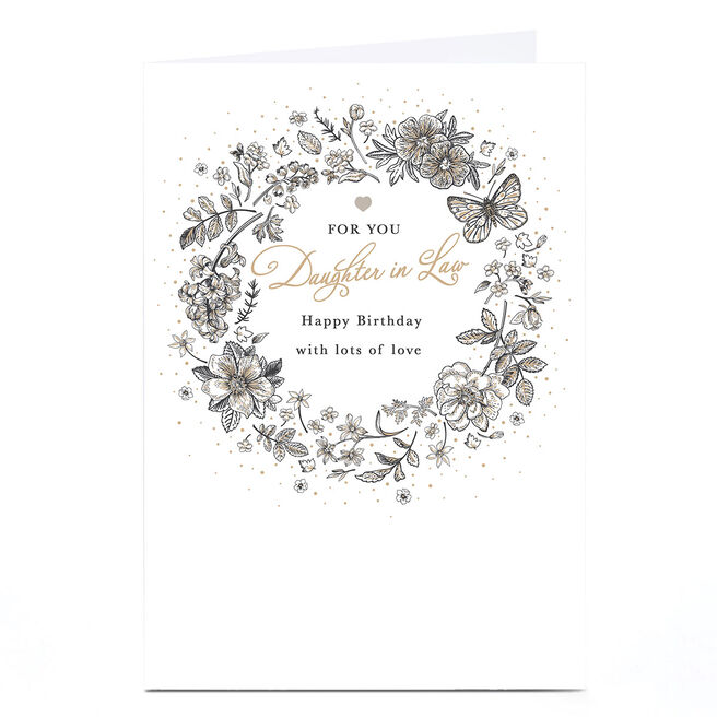 Personalised Birthday Card - Classic Flower Wreath, Daughter-in-Law