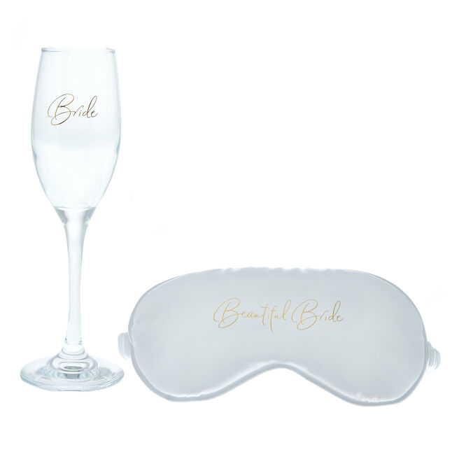 Beautiful Bride Champagne Flute & Eye Mask Set