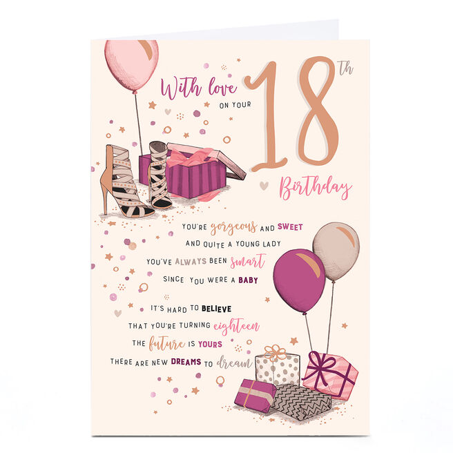 Personalised 18th Birthday Card - Pink New Dreams to Dream