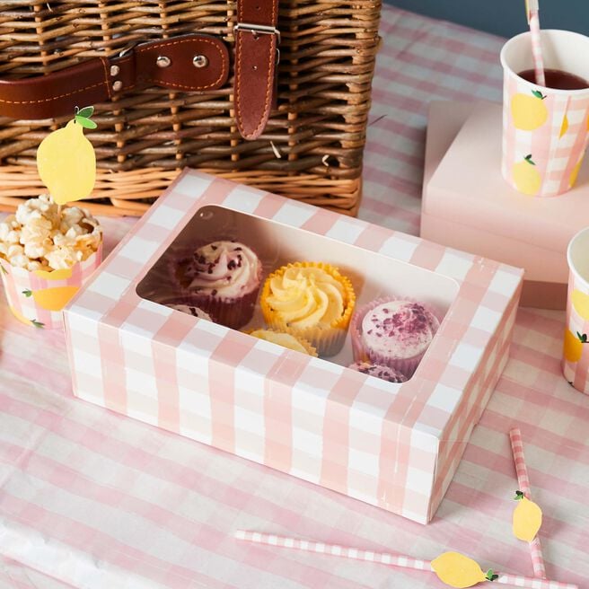 Gingham 6-Piece Cupcake Box 