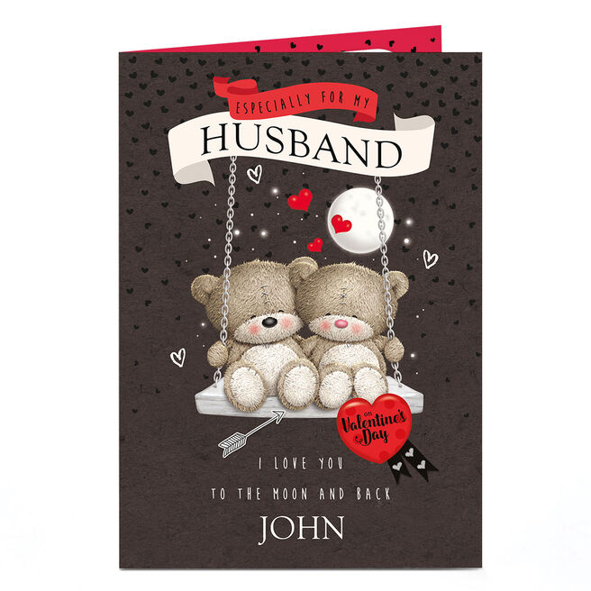 A4 Personalised Hugs Bear Valentine's Day Card - Love Swing, Husband