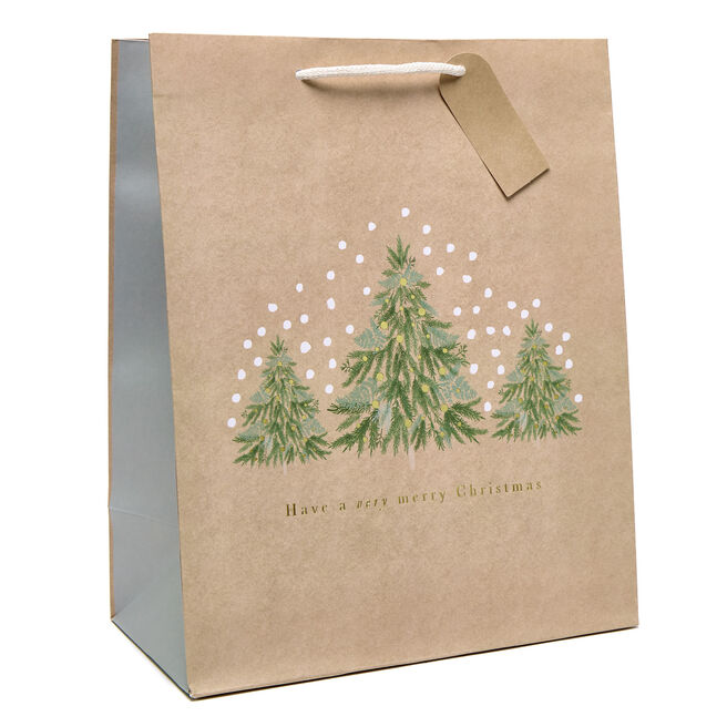 Kraft Christmas Tree Large Portrait Gift Bags - Pack of 3