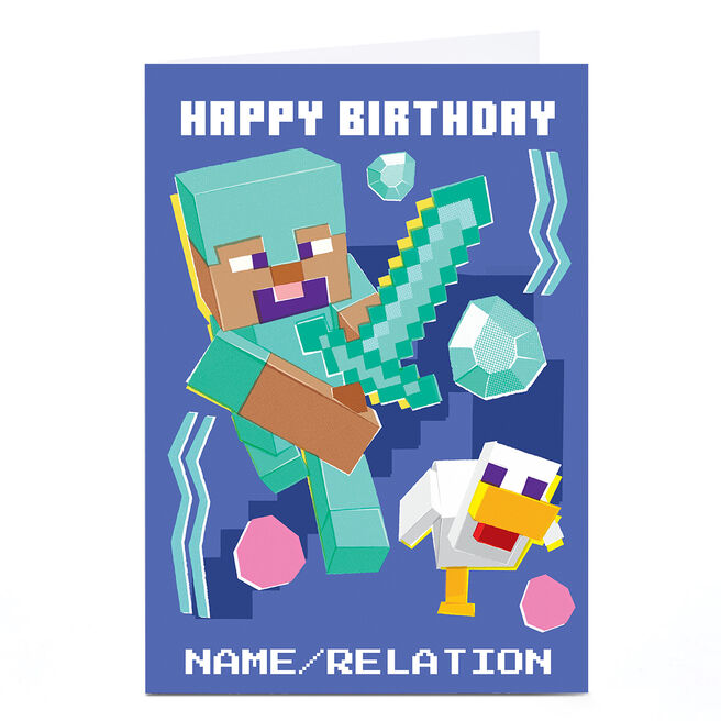 Personalised Birthday Card - Minecraft Any Name or Relation