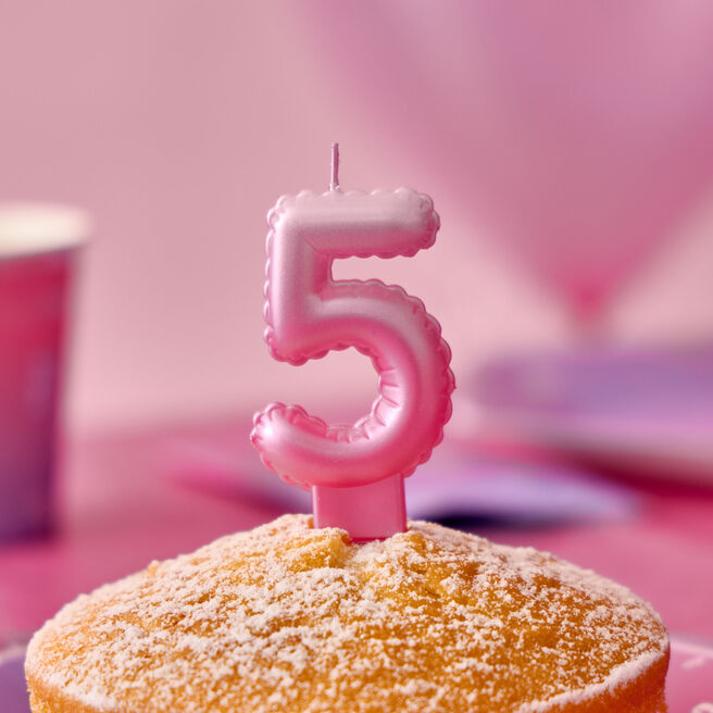 Pink Number 5 Cake Candle