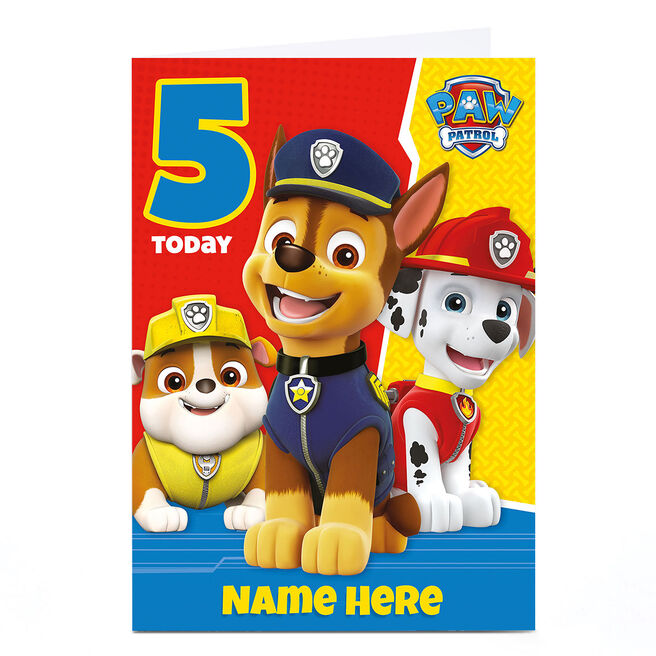 Personalised Paw Patrol Card - 5 Today