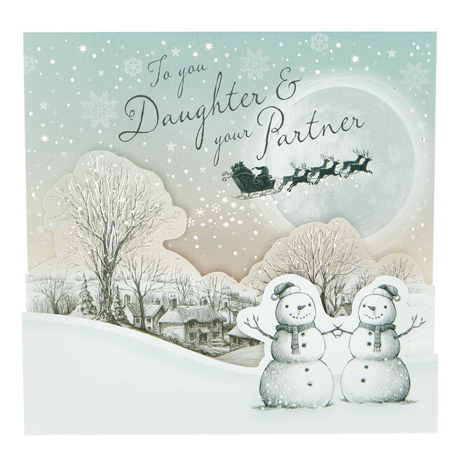 3D Christmas Card - Daughter & Partner Snowmen