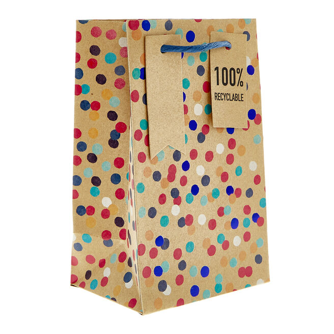 Small Recyclable Kraft Pplka-Dot Gift Bag