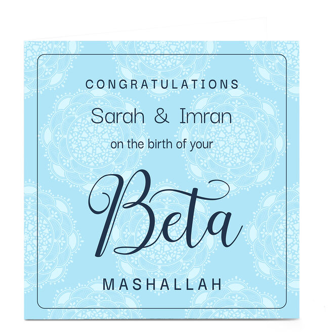 Personalised Roshah Designs New Baby Card - Congratulations Beta
