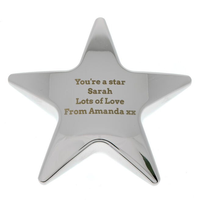 Personalised Engraved Special Silver Star Paperweight - Any Message