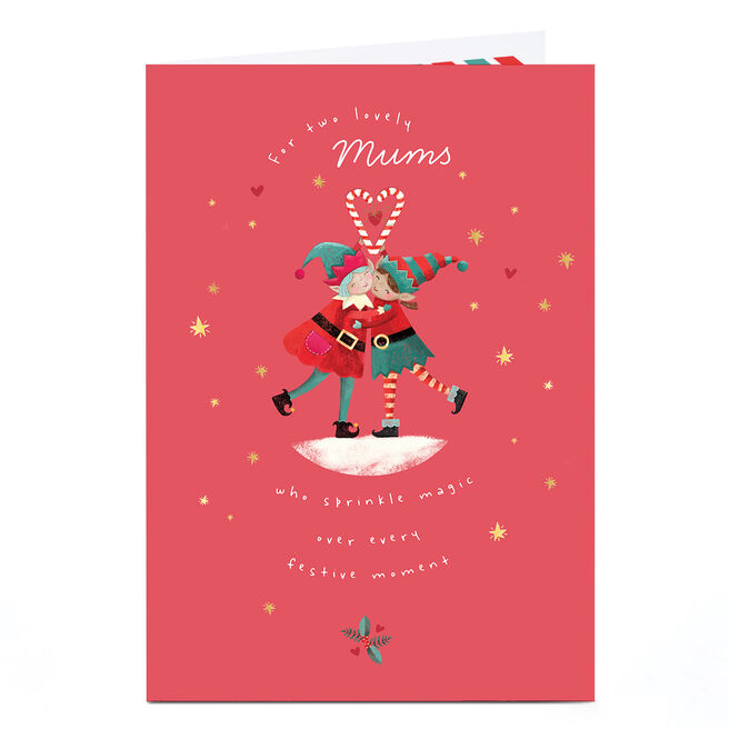 Christmas Card - Elf Cuddle, Mum & Mum