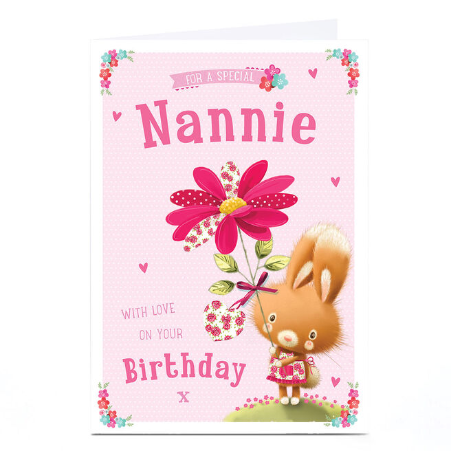 Personalised Birthday Card - Little Girl Bunny, Nannie