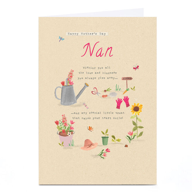 Personalised Mother's Day Card - Gardening Love and Kindness, Nan