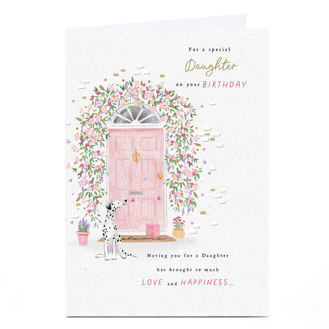 Birthday Card - Pink Floral Doorway, Daughter