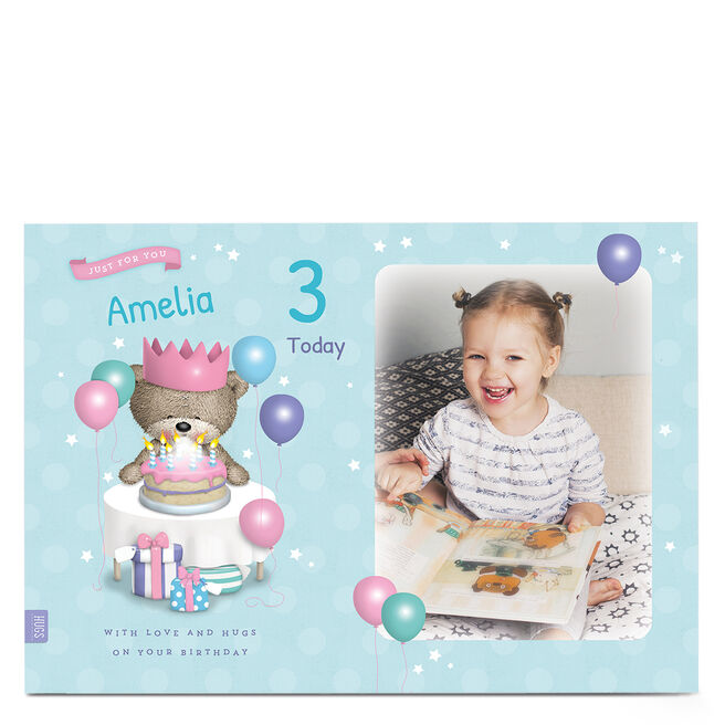 Photo Hugs Bear Birthday Card - 3 Today