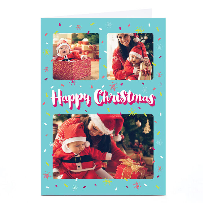 Photo Christmas Card - Confetti & snowflakes 