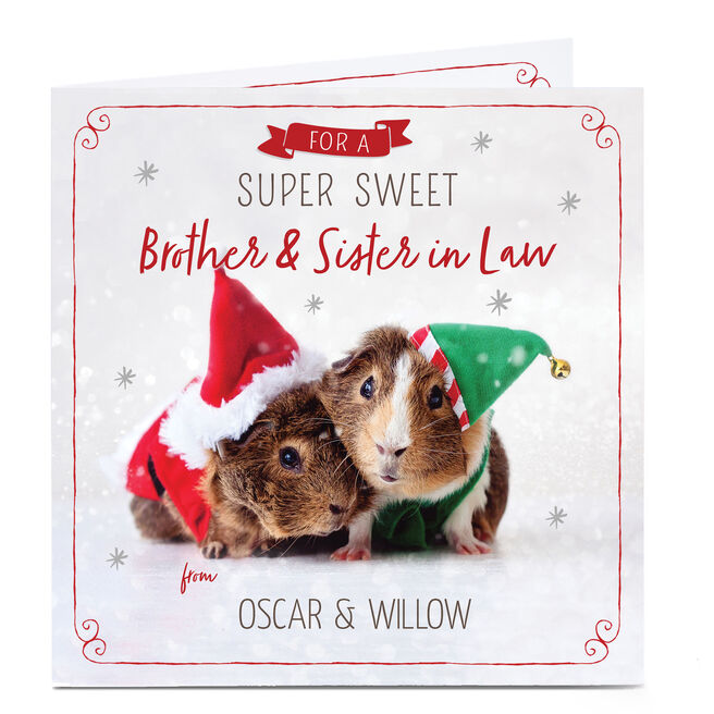 Personalised Christmas Card - Brother & Sister In Law Guinea Pig