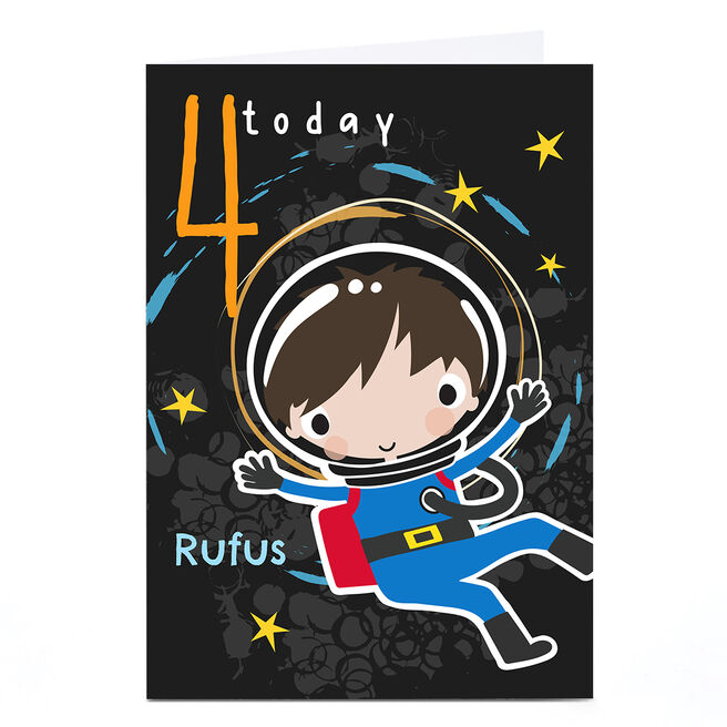 Personalised Rachel Griffin 4th Birthday Card - Astronaut 