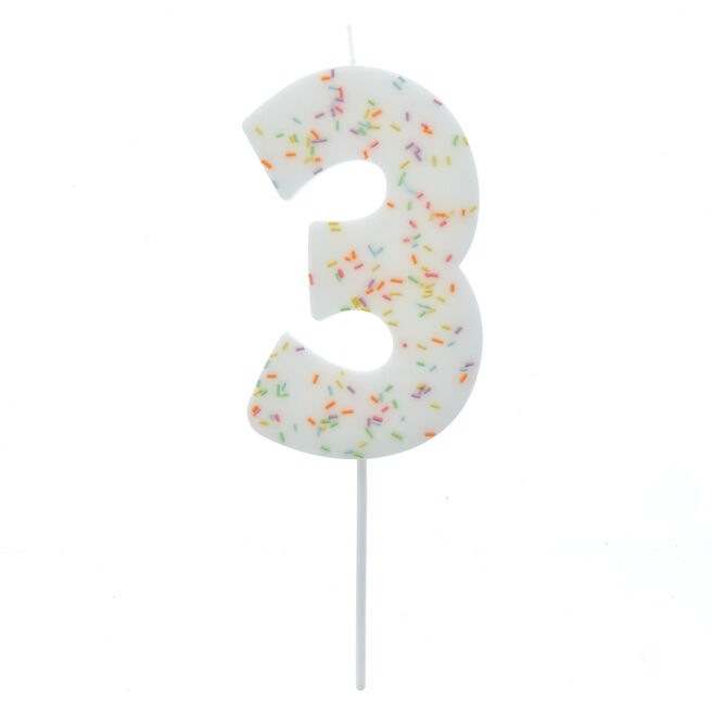 Jumbo Number '3' Sprinkle Candle 