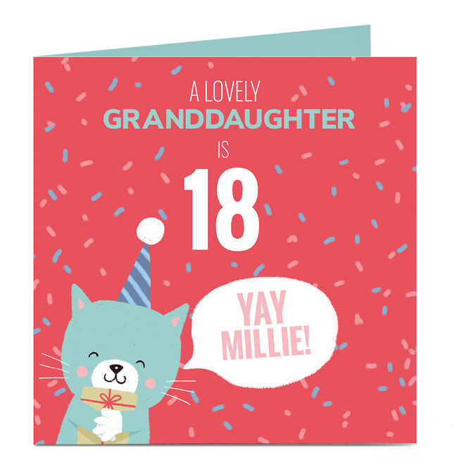 Personalised Birthday Card - A Lovely Cat, Editable Age