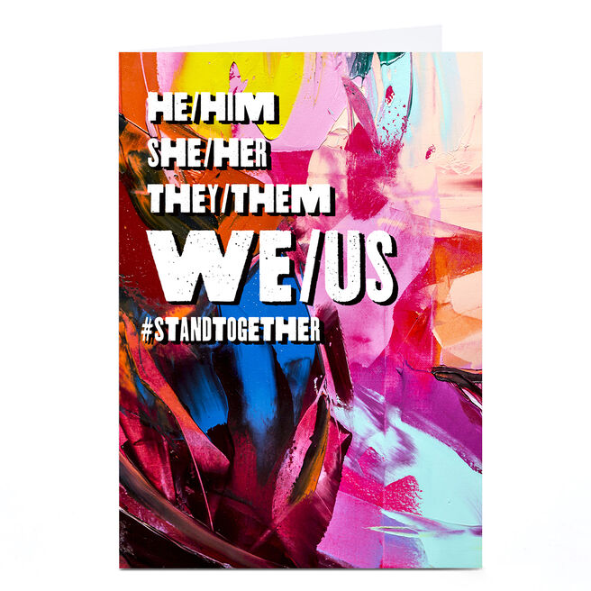 Personalised Pride LGBTQ+ Card - He Him She Her We Us