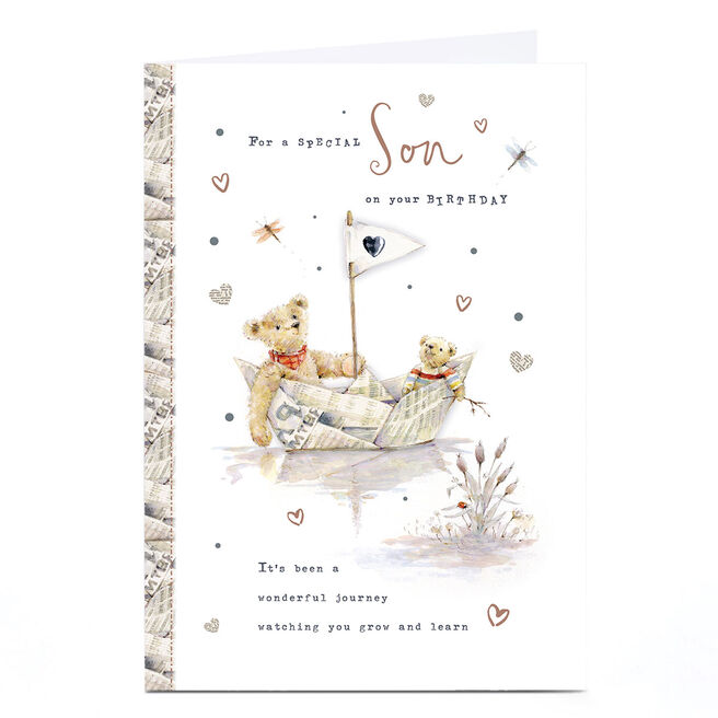 Personalised Birthday Card - Paper Boat Bears, Son