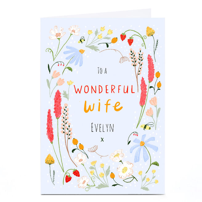 Personalised Emma Valenghi Birthday Card - Blue Floral, Wife