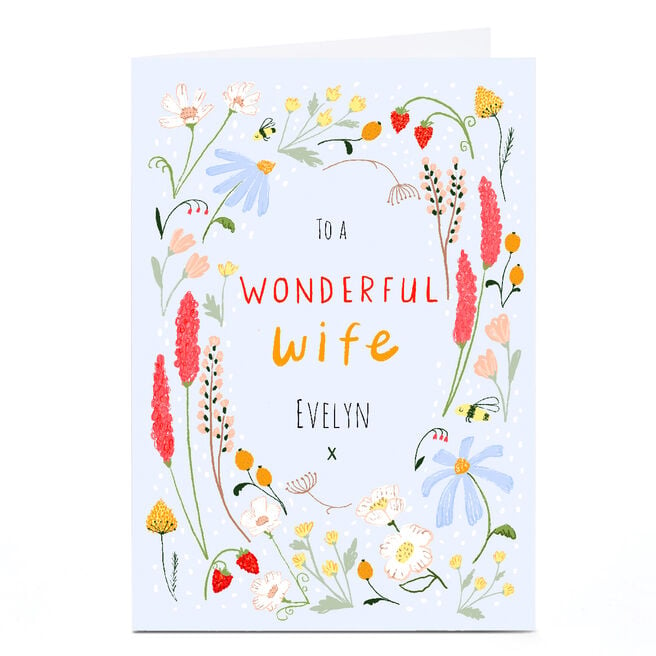 Personalised Emma Valenghi Birthday Card - Blue Floral, Wife