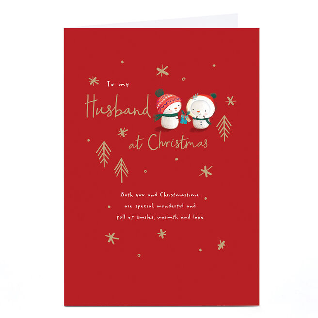 Personalised Christmas Card - Snowman Couple, Husband