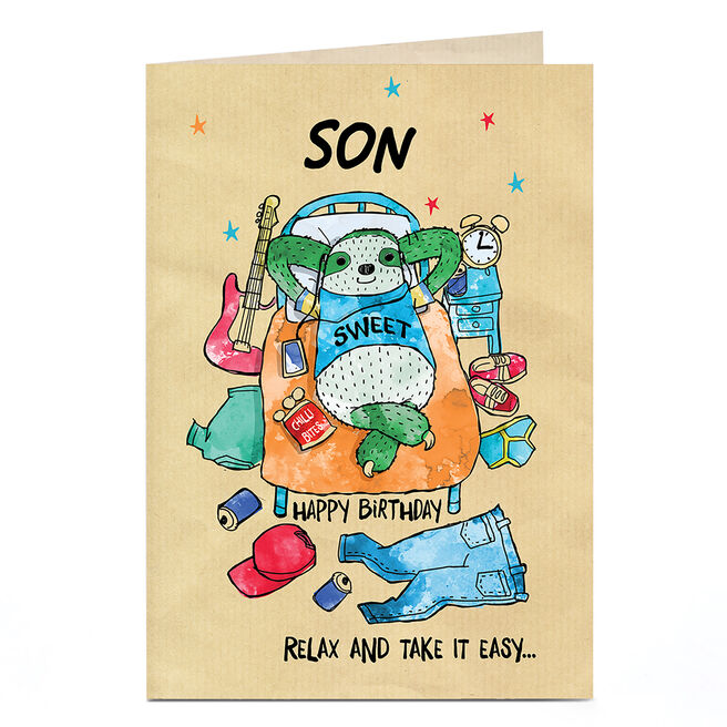 Personalised Birthday Card - Lazy Sloth