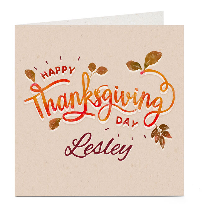 Personalised Thanksgiving Card - Leaves