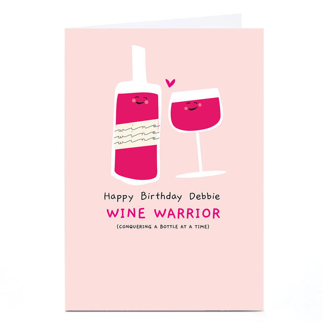 Personalised Whale & Bird Birthday Card - Wine Warrior