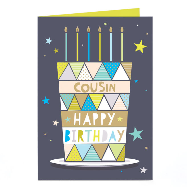 Personalised Birthday Card - Geometric Birthday Cake, Cousin