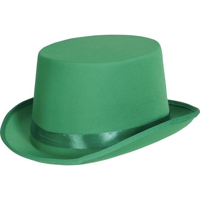 St Patrick's Day Green Satin Top Hat