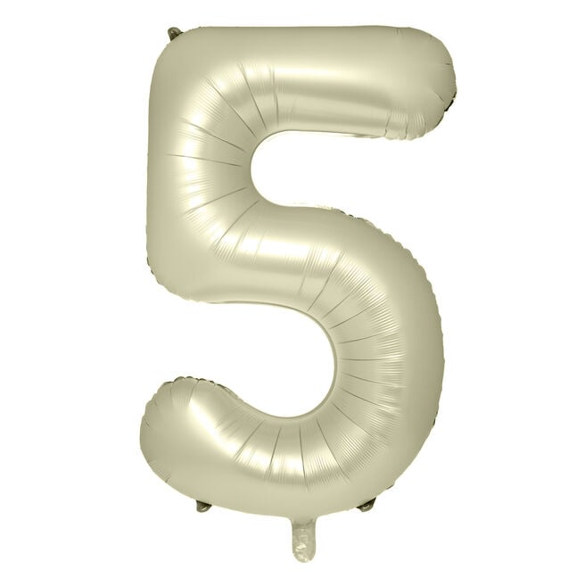 Large Cream 34-Inch Number 5 Balloon - Uninflated