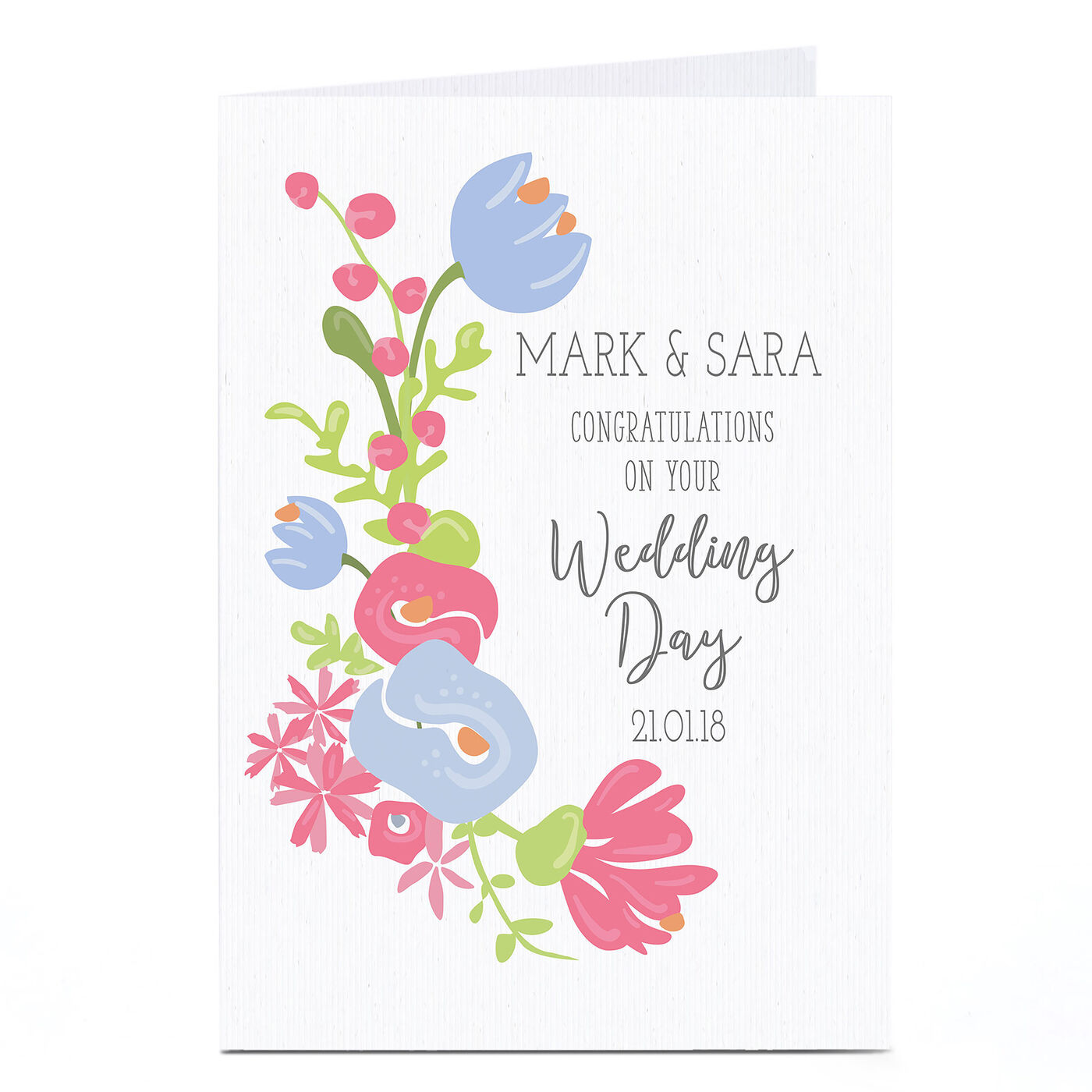 Buy Personalised Wedding Card Congratulations & Flowers for GBP 1.79