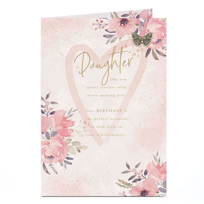 Birthday Card - Pink Pastels Lovelier Every Year, Daughter