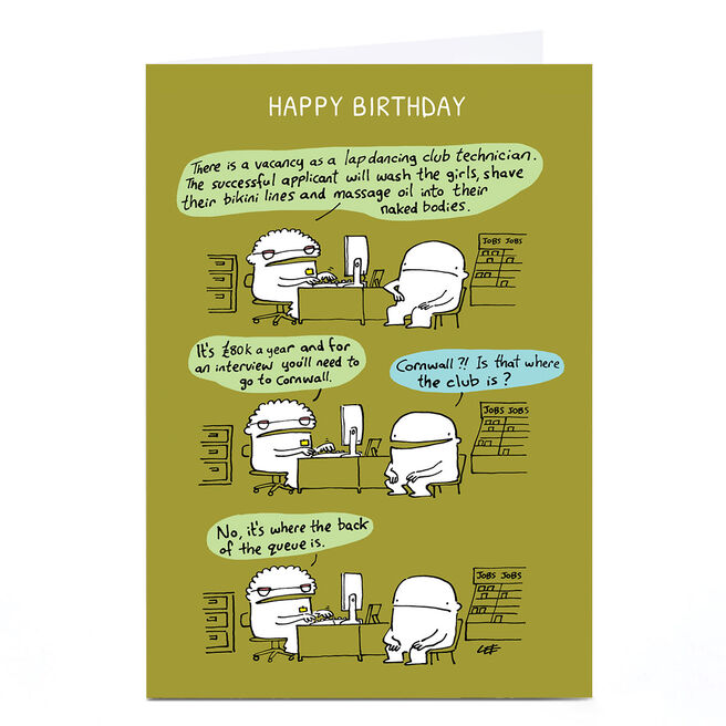 Personalised Lee Fearnley Birthday Card - Job Centre 