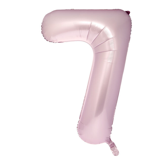 Large 34-Inch Pale Pink Foil Helium Number 7 Balloon - Delivered Inflated