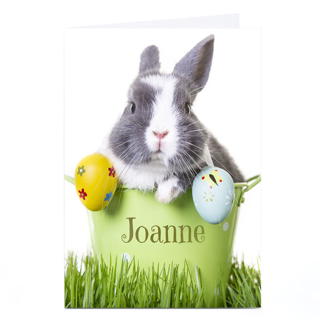 Personalised Easter Card - Bunny In A Flower Pot