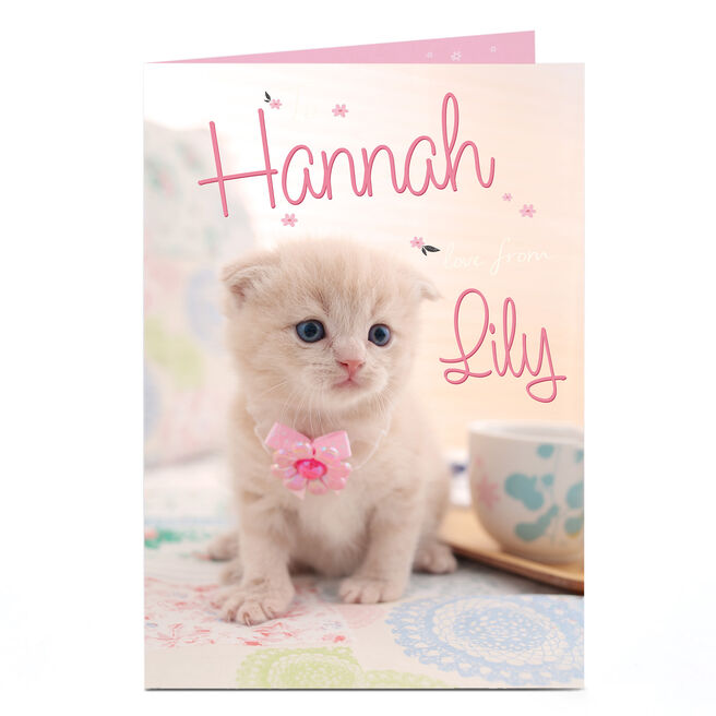 Personalised Card - Kitten Wearing A Bow
