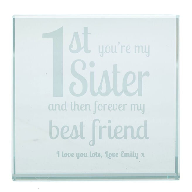 Personalised Engraved Glass Token - 1st You're My Sister, Forever Best Friend