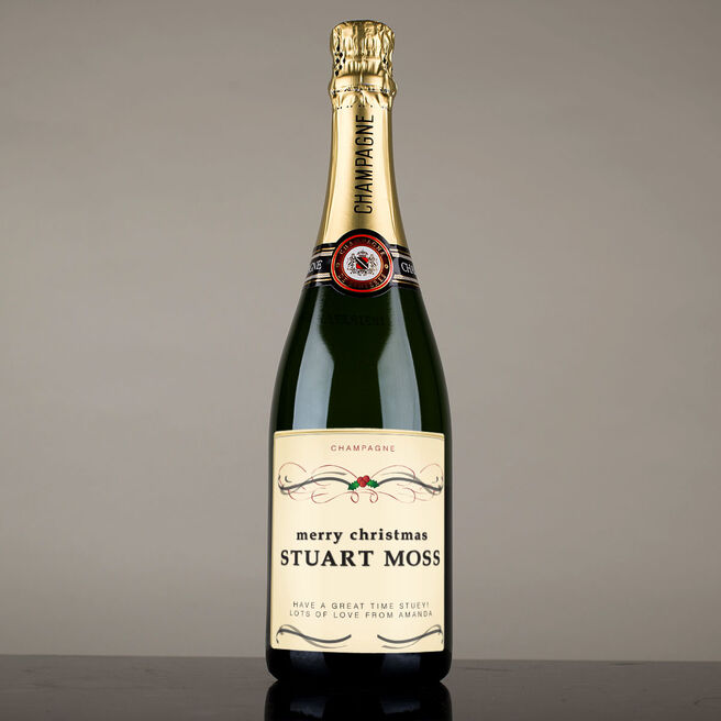 Luxury Personalised Champagne - Christmas Holly